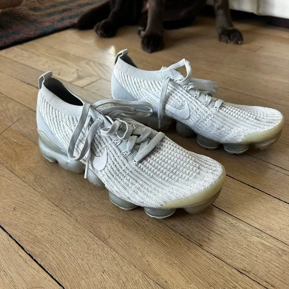 Nike Light Gray/White VaporMax Sneakers - Picture 3 of 7